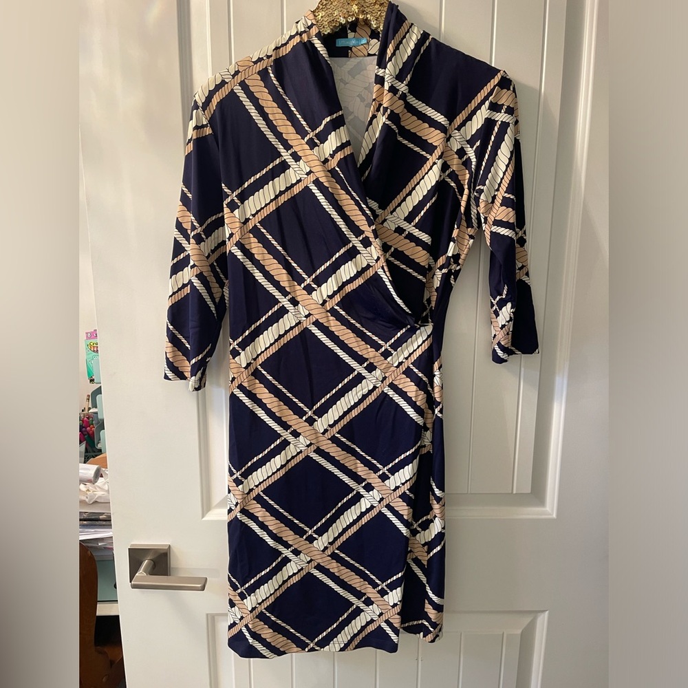 J. McLaughlin faux wrap dress medium navy